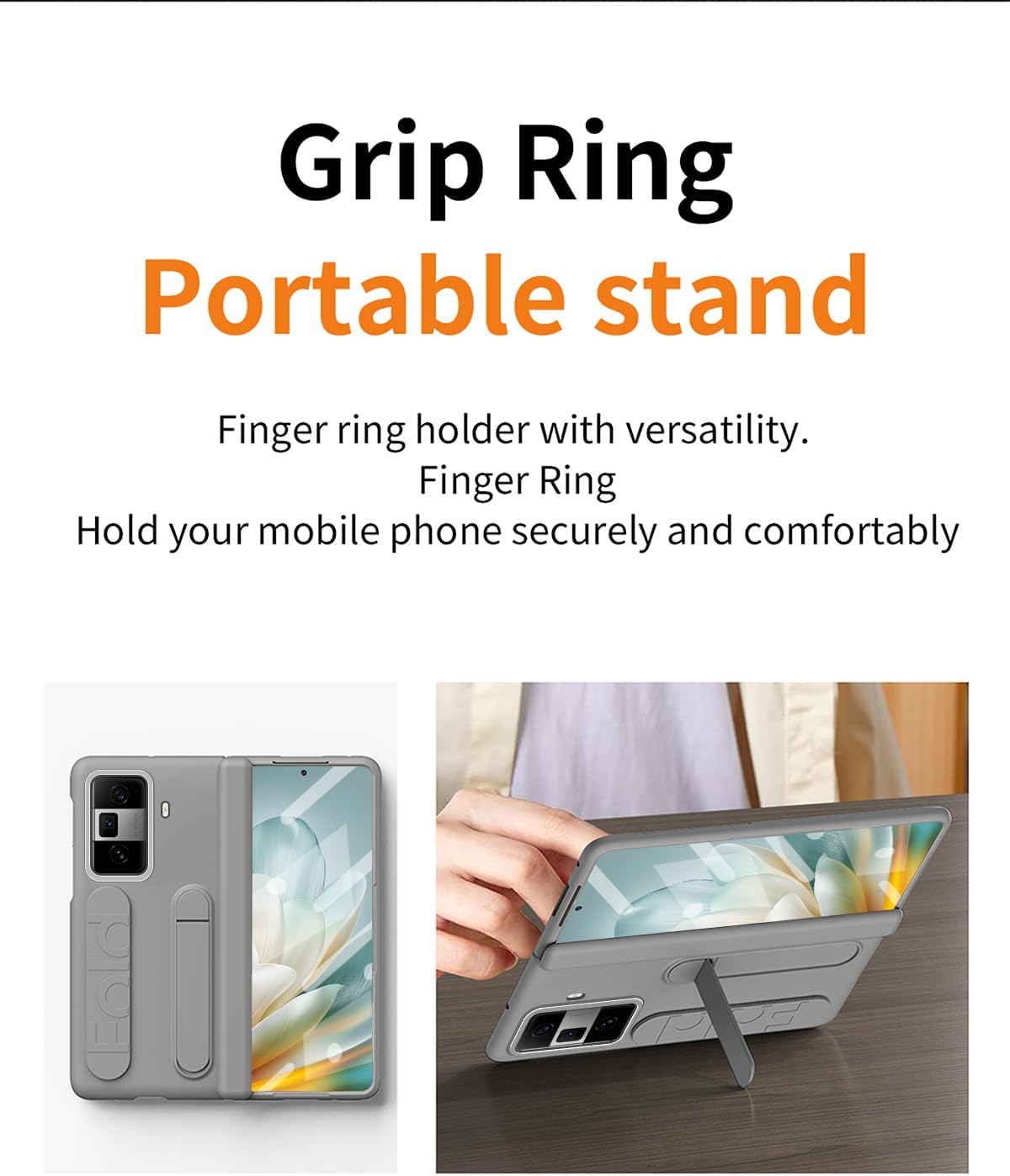 ZORSOME for Huawei Honor Magic Vs3 Full Body Case, Built-in Screen Protector & Hinge Protection,Shockproof Leather + PC All-Inclusive Silicone Grip Cover for Honor Magic Vs3[Kickstand] (Grey)