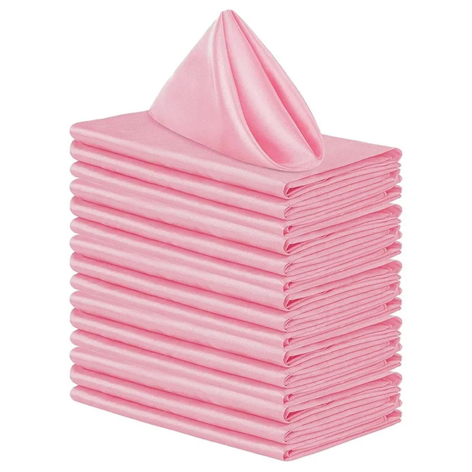 Table Napkins 10pcs 30x30cm Wedding Decoration Satin Napkin Soft Reusable Dinner Napkins Washable Table Hotel(Pink)