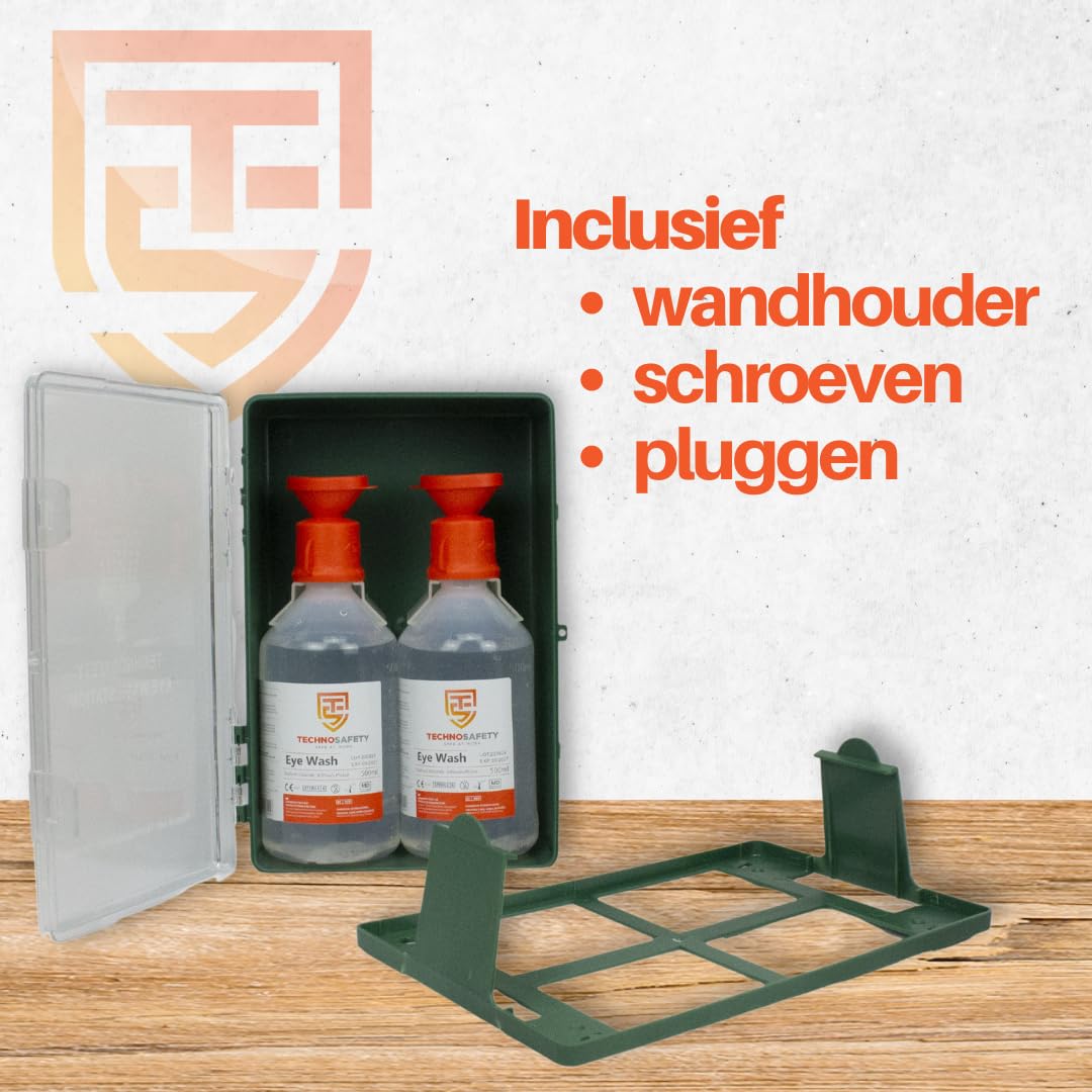 Station de rinçage des yeux – Comprend 2 bouteilles de rinçage oculaire de 500 ml – Station de rinçage d'urgence de sécurité – Kit mural