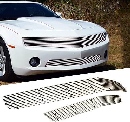 Rejilla frontal compatible con Chevy Camaro LTLS V6 Phantom 2010-2013, pero no para 1LT V6, no para SS1SS2SSZL1 V8 pulida, incluye parte superior