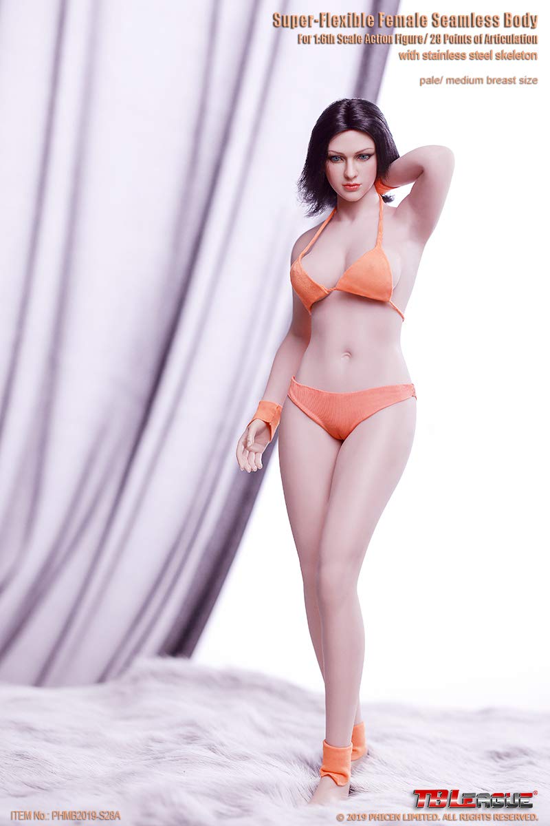 OBEST TBLeague Europe et États-Unis avec Pieds Peau Blanche 1/6 Bikini en Caoutchouc sans Couture Corps Féminin Jambes Longues (S28A)