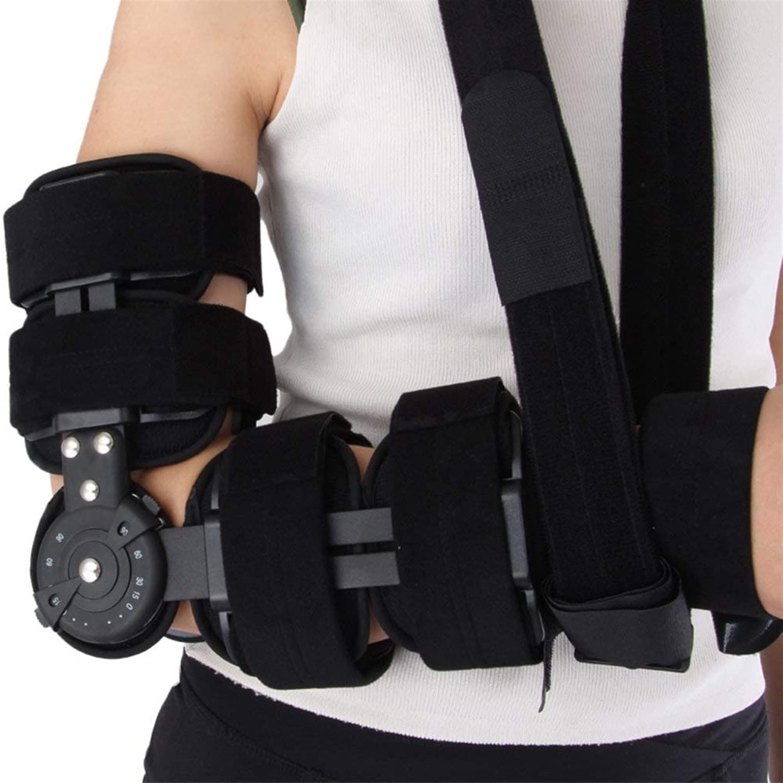 Codo Articulado con Cabestrillo, Férula Estabilizadora Ajustable para Codo, Soporte para La Recuperación De Lesiones De Brazo, Ortesis con Rango De Movimiento Ajustable.