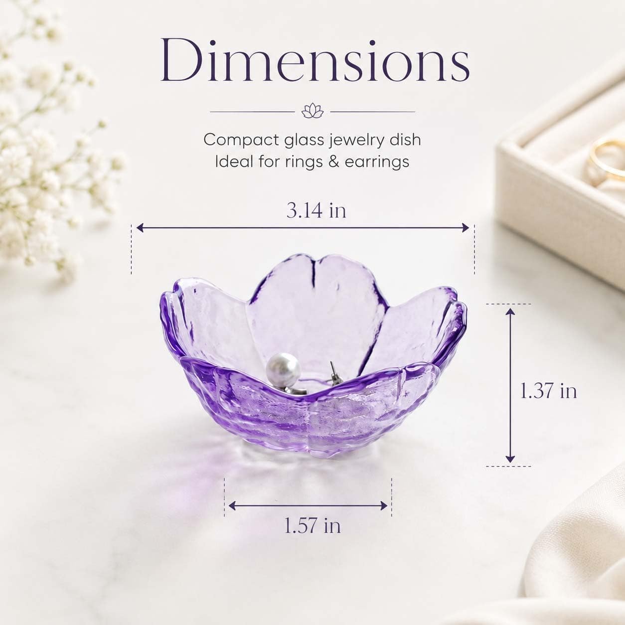 Glass Flower Jewelry Dish,Purple Flower Ring Holder and Trinket Tray image 4