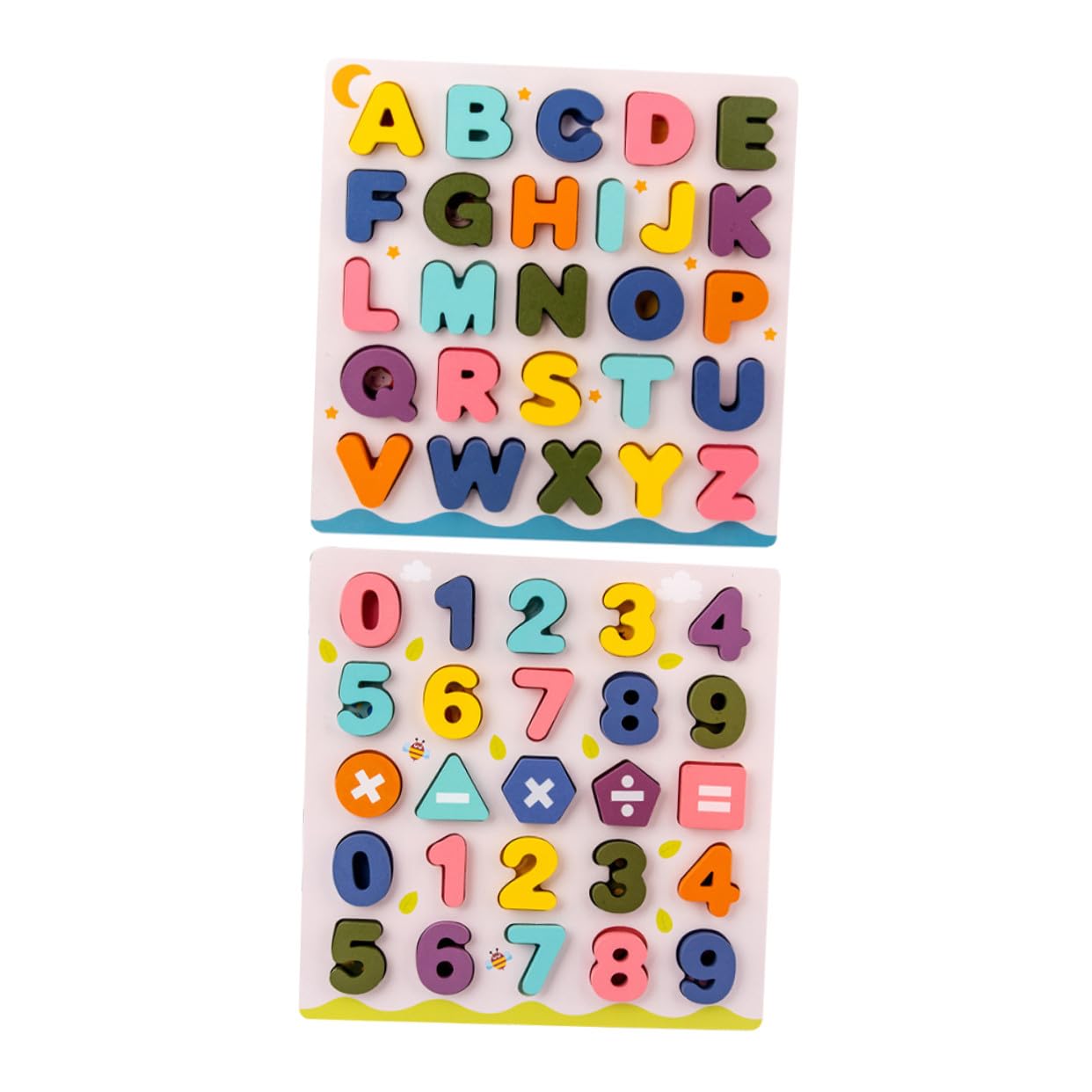 Puzzle Educativo in Legno per Bambini 2 Set, Alfabeti e Numeri | Festa Scuola Decor, Giochi in Legno, Giocattoli per Riconoscimento delle Lettere, Hand-eye Coordination