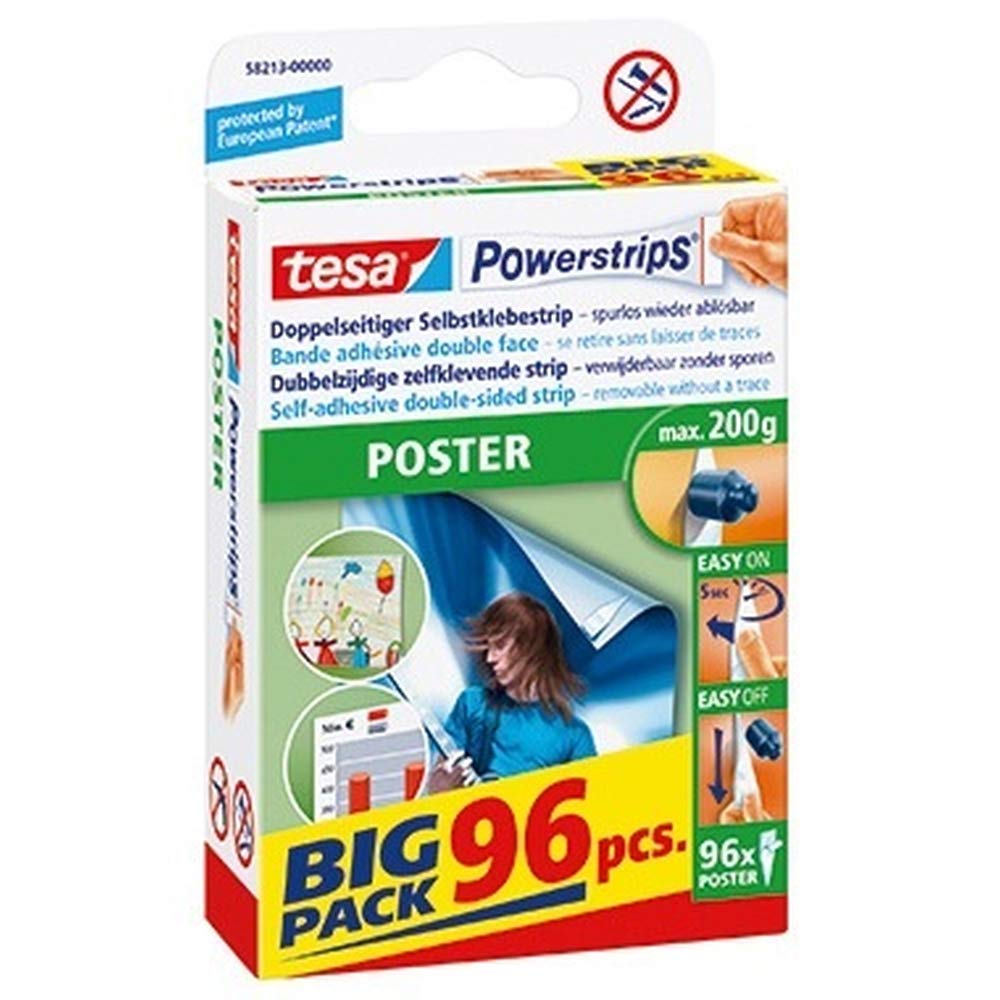 tesa Klebestücke Powerstrips Poster 14,5x42mm weiss 96 St./Pack