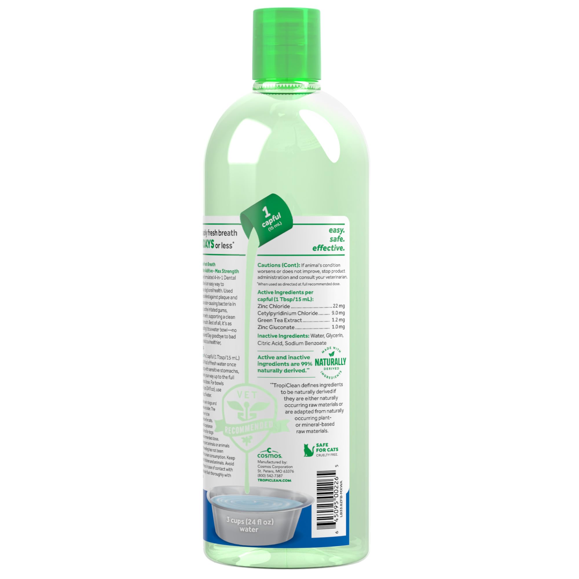 TropiClean Fresh Breath Advanced Whitening Water Additive for Dogs, Max Strength Dog Teeth Cleaning and Breath Freshener Solution, 33.8oz - image 8