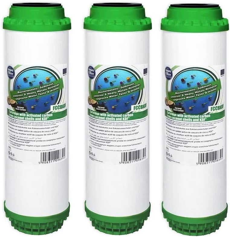 Generic 3-Pack Aquafilter 10" Water Filter Cartridge Coconut Shell with KDF-55 GAC FCCBKDF
