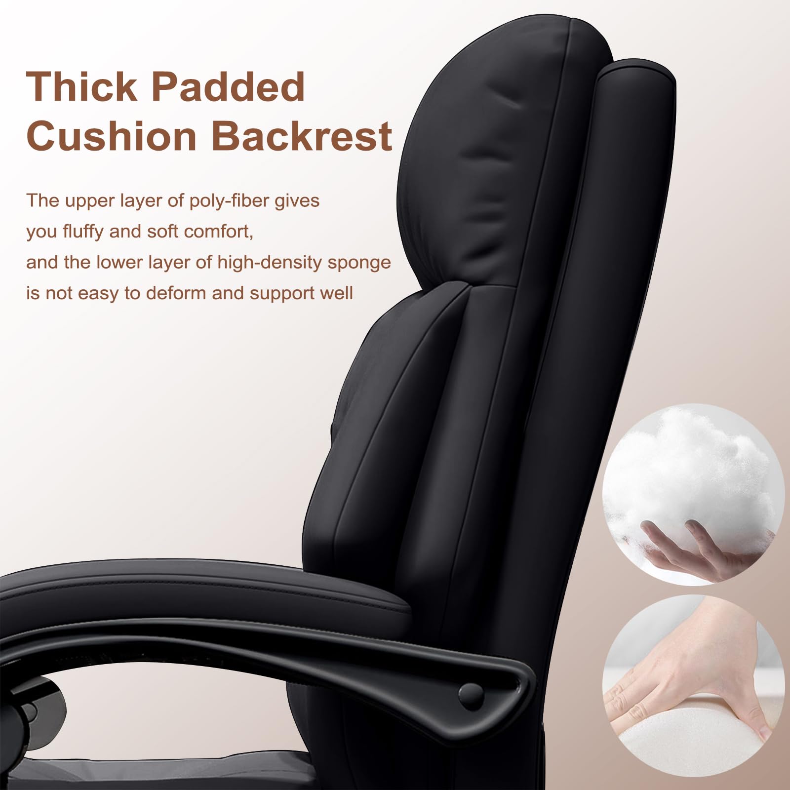 Office Chair with Leg Rest Executive Desk Chairs with Wheels High Back Computer Gaming Chairs Adjustable Reclining Ergonomic — view 4