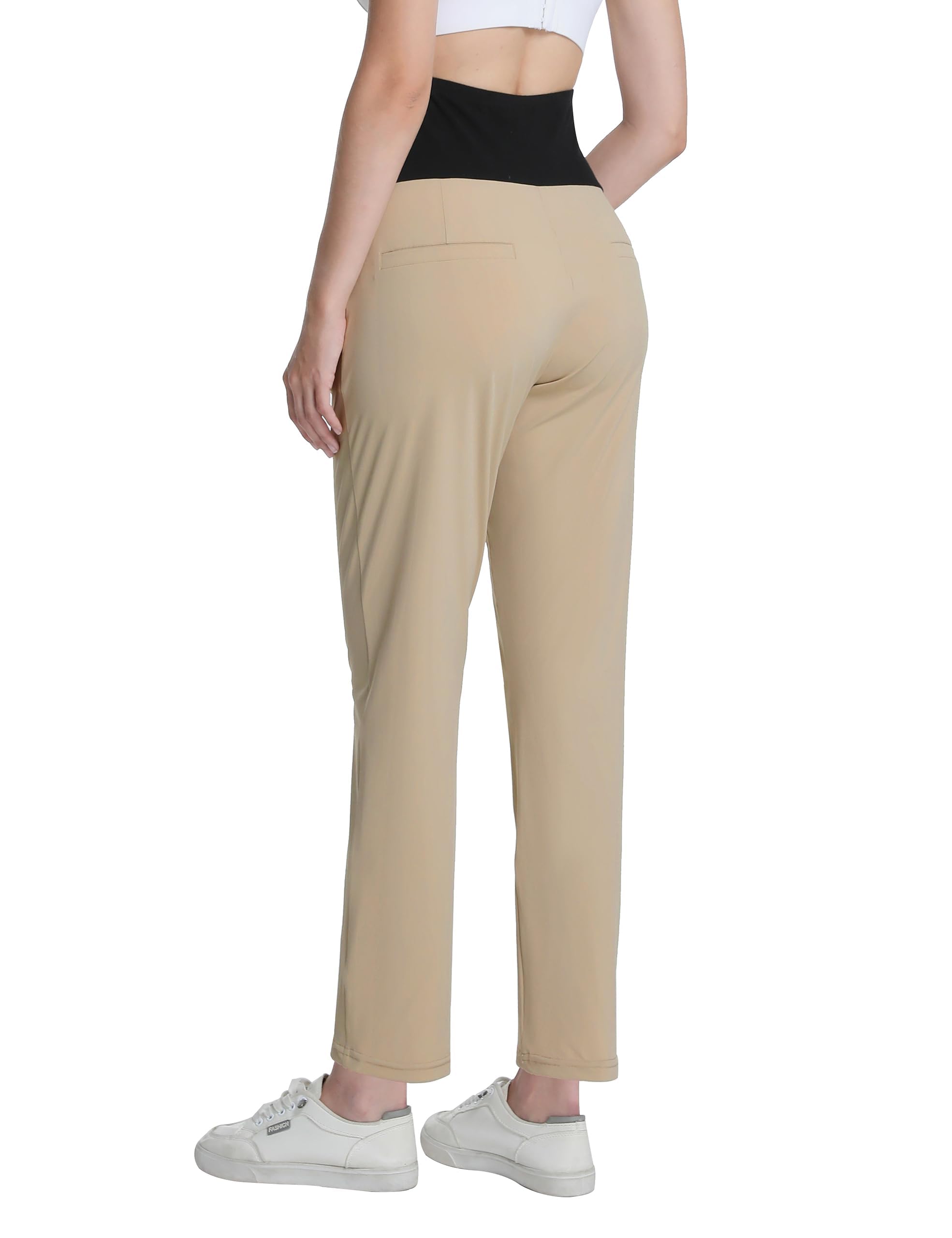 Pantalones de Maternidad con Soporte Abdominal Elásticos y con Bolsillos para Golf Trabajo y Uso Diario