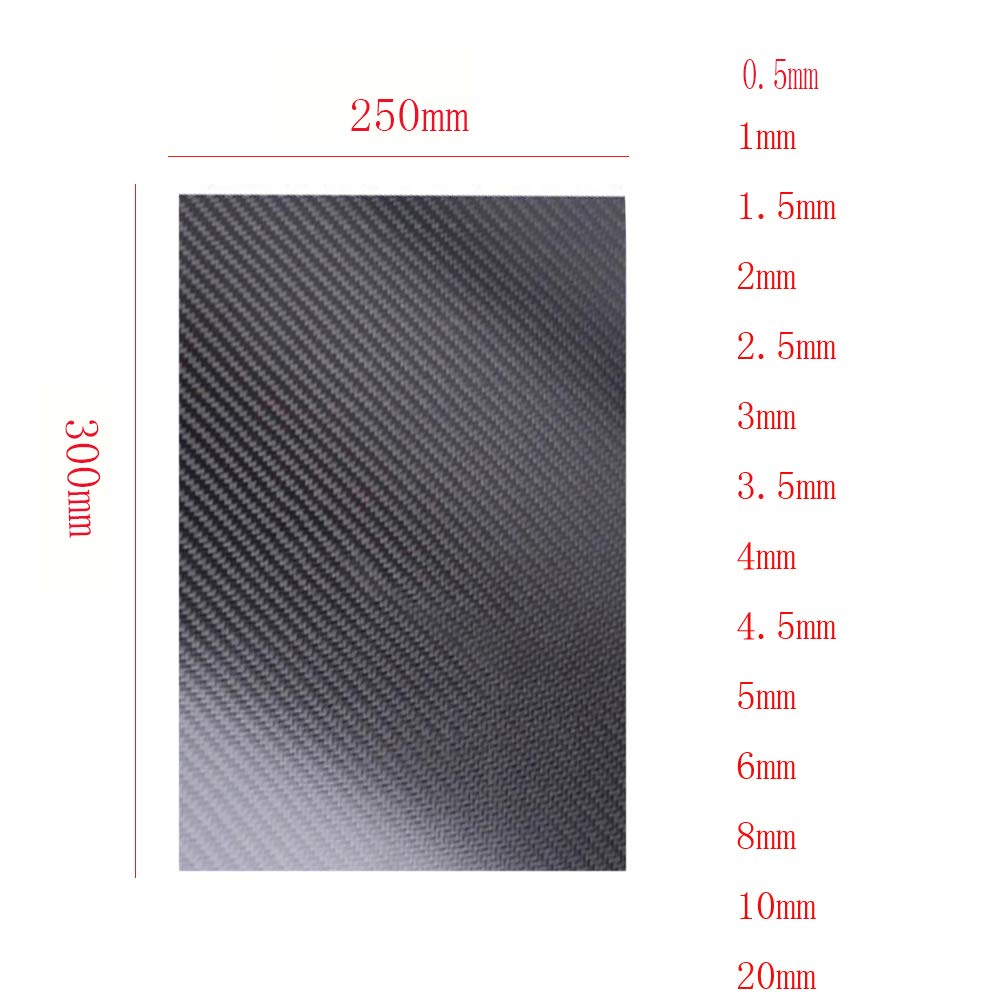 Foglio In Fibra Di Carbonio 3K 30x30 Cm - Pannello Rigido Superficie Lucida Per Modellismo E Droni