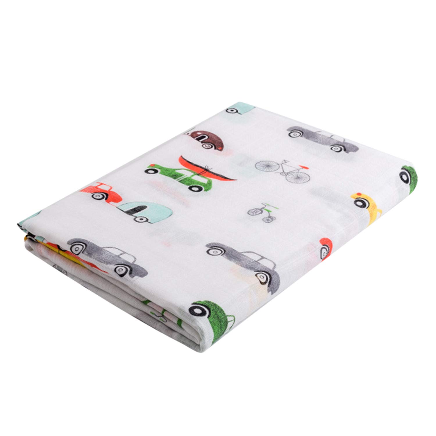 Newborn Baby Swaddle Wrap Blankets Soft Large Muslin Squares,120cm X120cm (Car B, 120 x 120 cm) — image 1