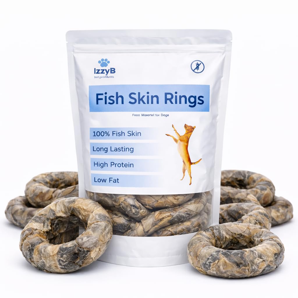 IzzyB Fish Skin Rings Dog Chews | 100% Natural Fish Skin Chews 2 Pack