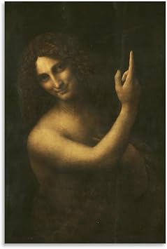 MAIHAIBAO Saint John The Baptist Canvas Wall Art - Leonardo Da Vinci Famous Classic Painting Poster - Vintage Renaissance Aesthetic Decor for Dark Academia Room & Study - 12x18 Inch Unframed