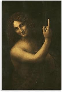 MAIHAIBAO Saint John The Baptist Canvas Wall Art - Leonardo Da Vinci Famous Classic Painting Poster - Vintage Renaissance Aesthetic Decor for Dark Academia Room & Study - 12x18 Inch (Unframed)