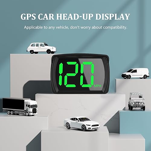 Miniatura 2 de Liiiyuan Velocímetro HUD, medidor de velocidad digital GPS con MPH, pantalla frontal para todos los coches, cable USB Plug & Play