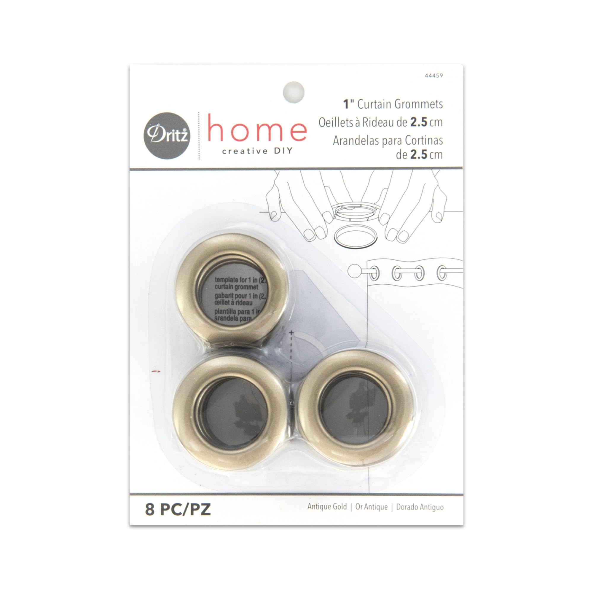 Dritz 1-Inch Inner Diameter Plastic Curtain Grommets, Pack of 8, Antique Gold