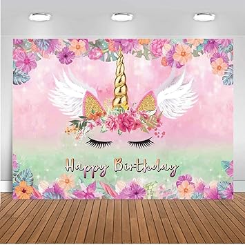 Theme My Party Unicorn Birthday Party Backdrop for Photography Home Decoration Background (4ft X 4ft)