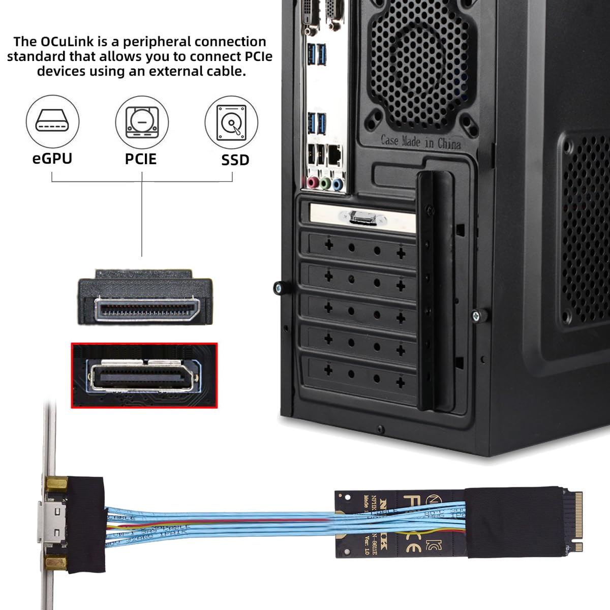 2280 PCI-E4.0 M.2 M-Key wtyczka do Oculink SFF-8612 SFF-8611 kabel hosta 30 cm z uchwytem do NVMe U.2 SSD eGPU zewnętrzna karta graficzna Dock