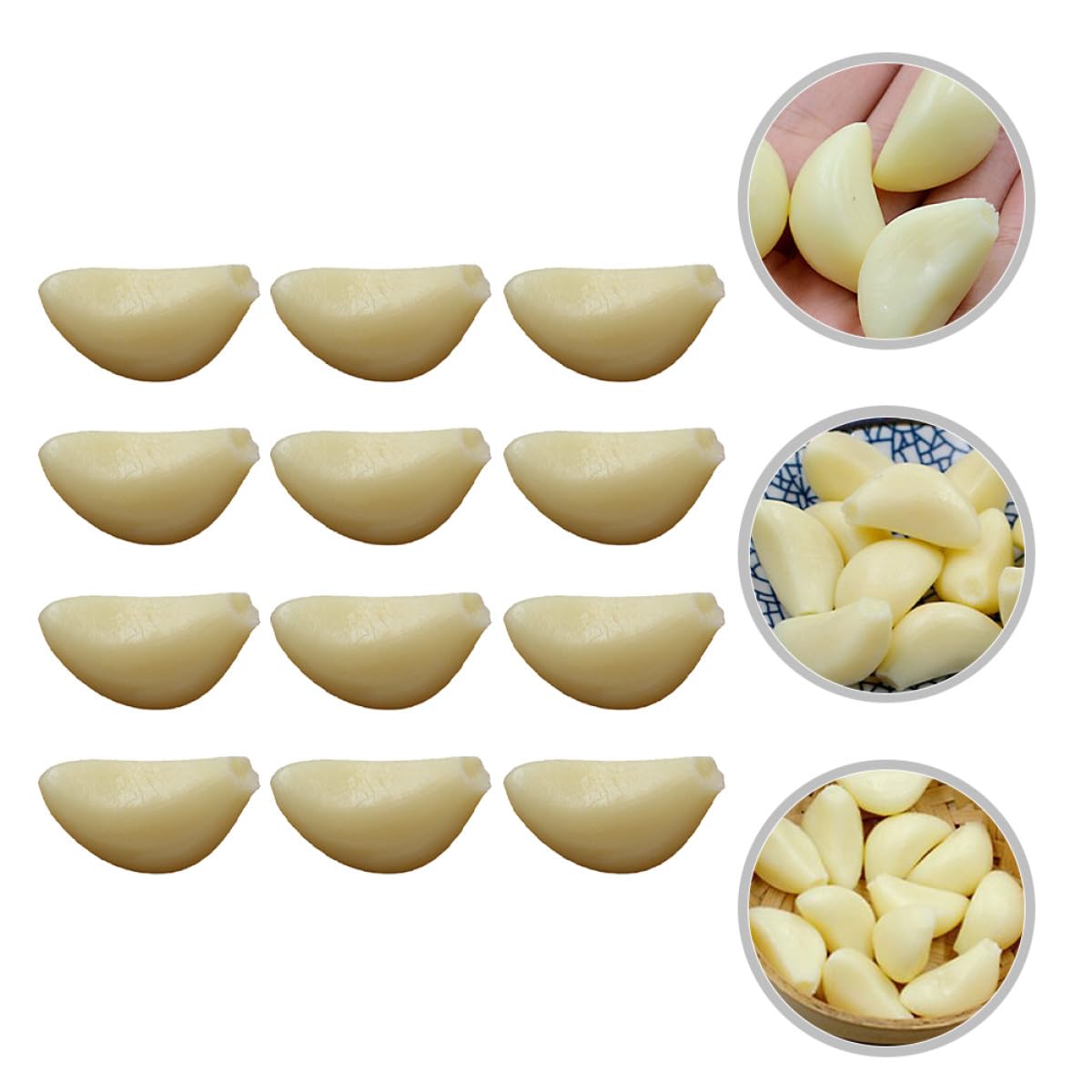 Realistische Knoblauchflocken Modelle Beige 12 Stück aus PVC Simuliertes Knoblauchzehenmodell Requisit für Kunsttraining und Supermarktdekoration