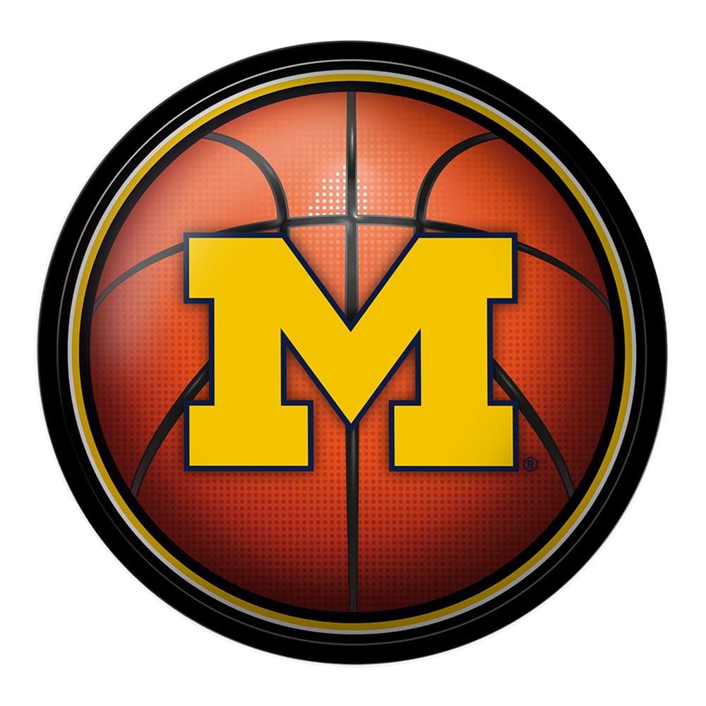 The Fan-Brand NCAA Michigan Wolverines: Basketball - Modern Disc Wall Sign - Sports Team Bar Sign Décor - Home, Dorm, Garage, Office, Fan Cave