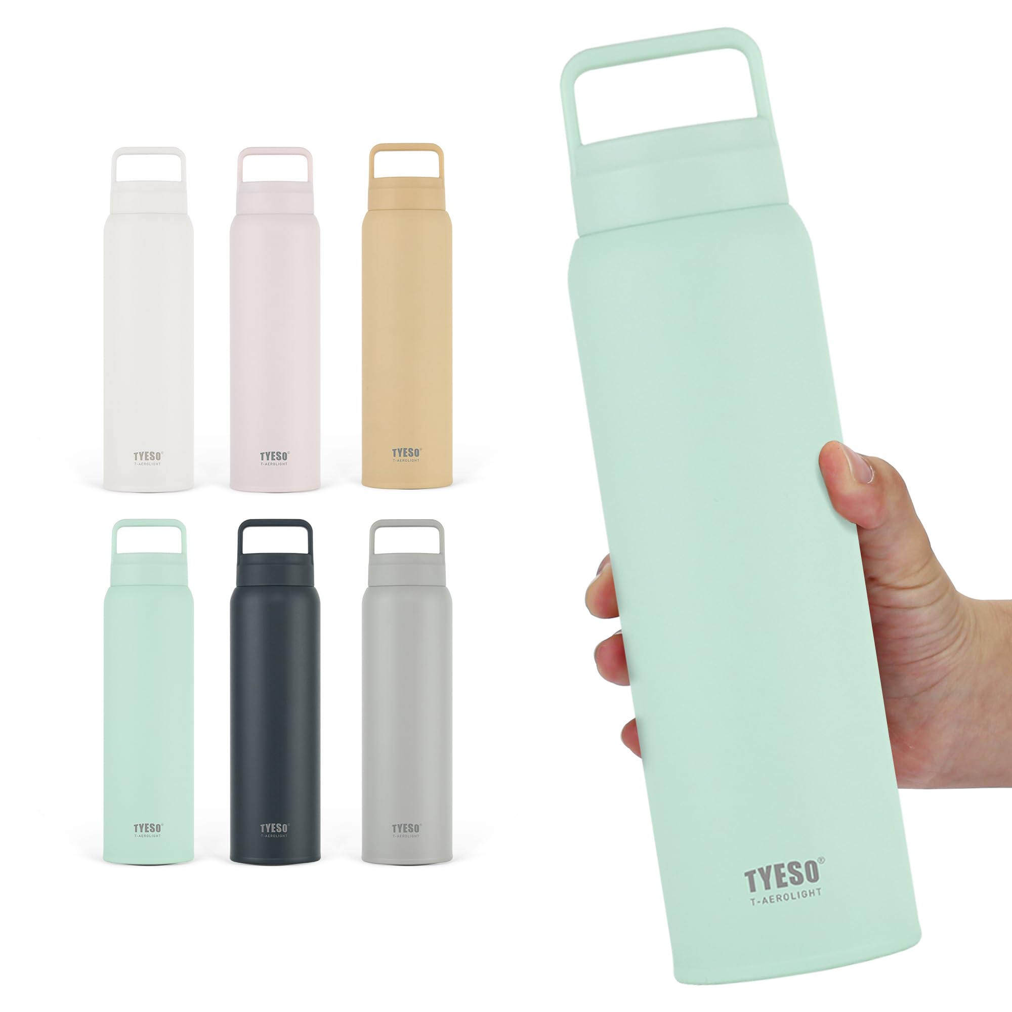 Amazon.co.jp: TYESO 水筒 取っ手付き 800ml 軽量 真空断熱 ケータイ
