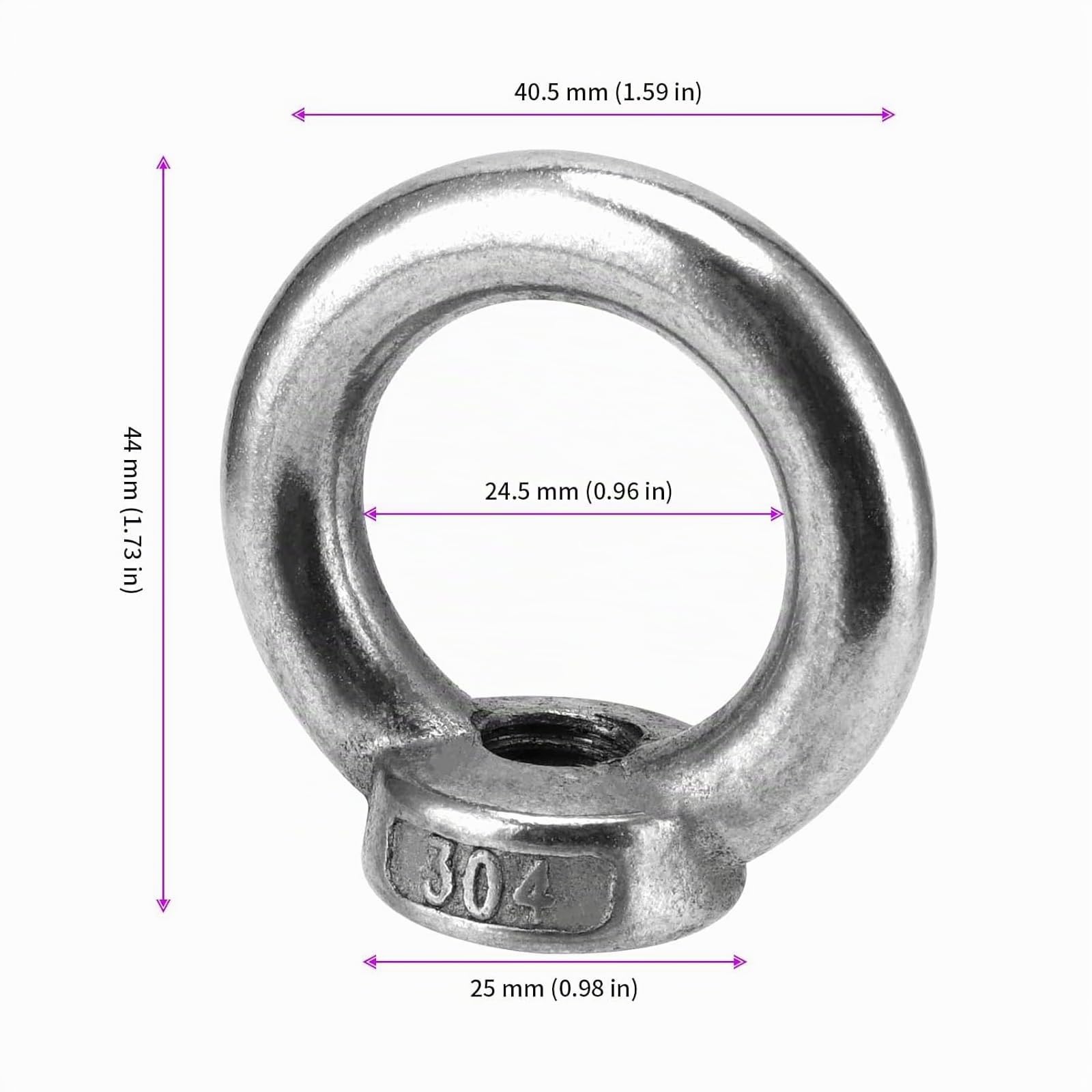 Lot de 10 Écrous à Anneau M12 en Acier Inoxydable, Anneaux de Levage, Vis à Œillets Filetées, Écrous à Œillets, pour Accessoires de Levage