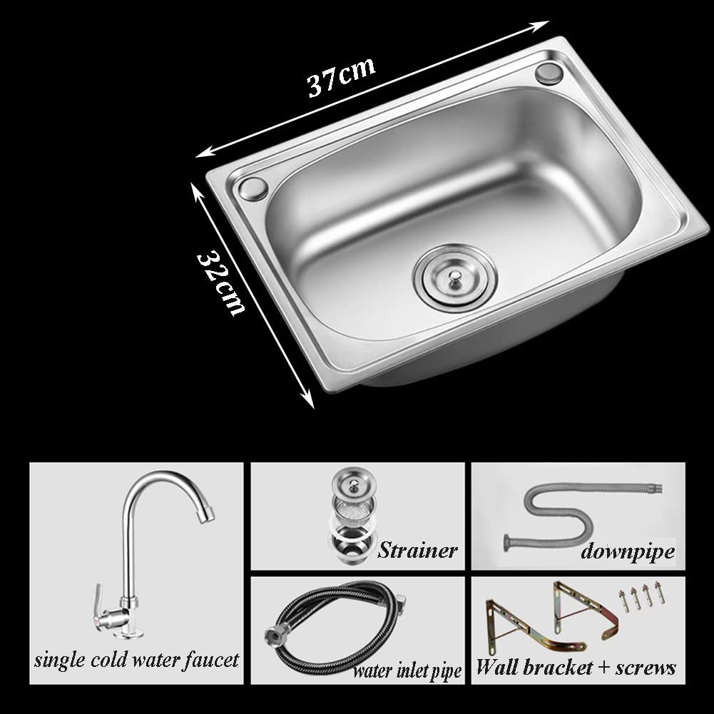 Edelstahlspüle mit Armatur, Einzelbecken, Einbauspüle, Wandmontage, Eckspüle, kleine Wohnmobil-Badezimmer, Bootswandhalterung, Wasserhahn