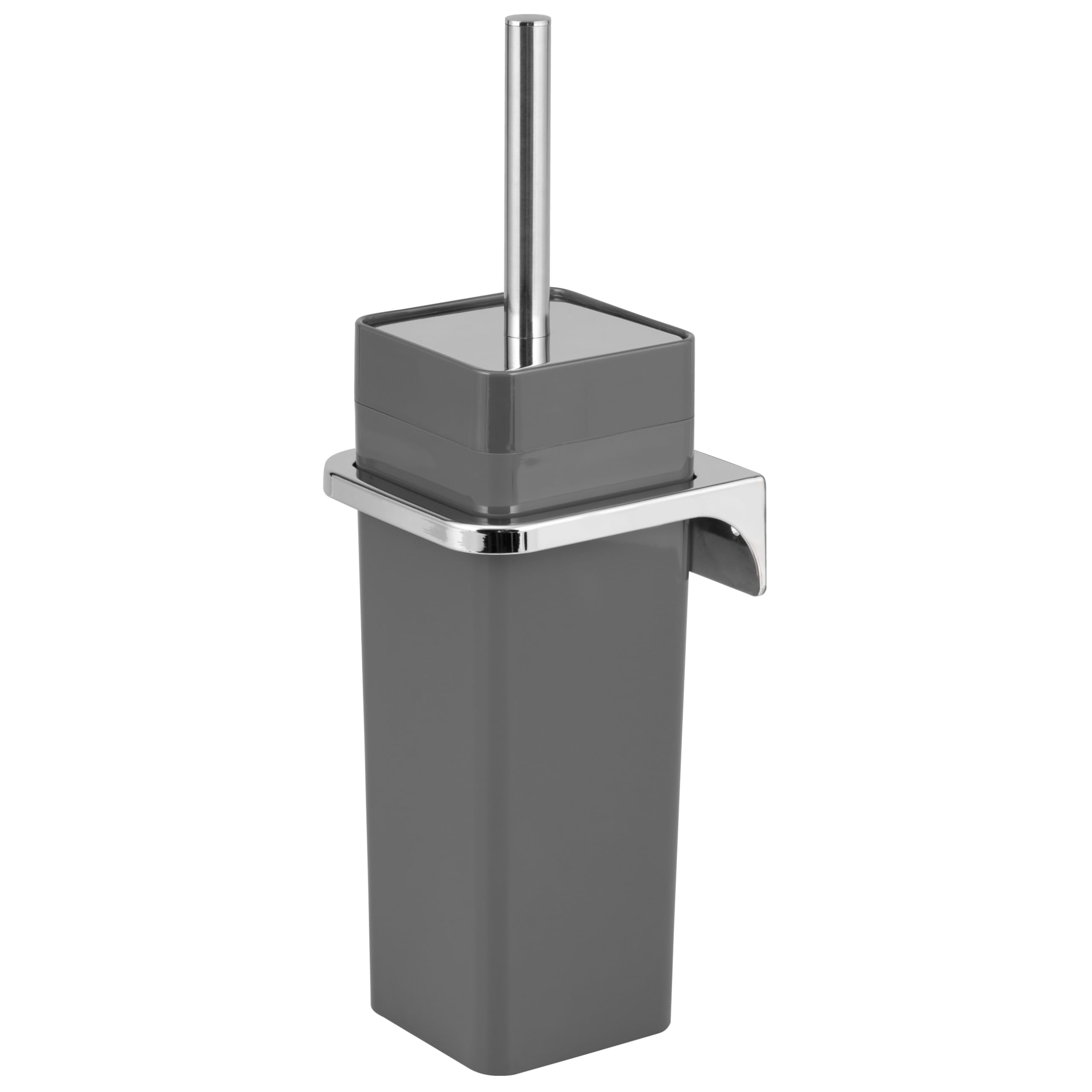 bremermann square toilet set SAVONA incl. wall bracket for gluing or drilling & 1 spare brush head - made of plastic, white (Gray)