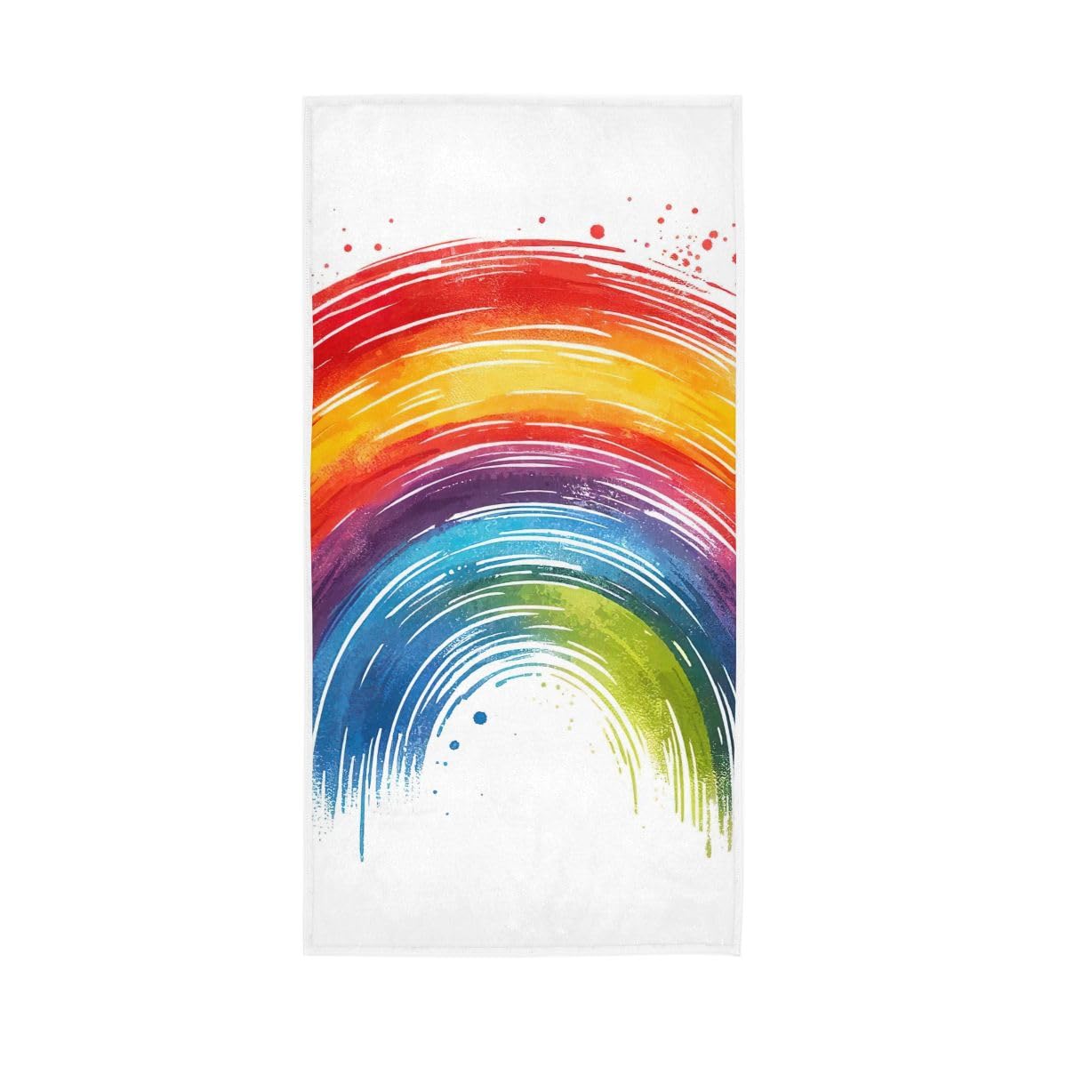 LSRCPD Watercolor Rainbow Hand Towels, Multipurpose Spa Towels for Hand, Face, Hair, Bath 15 x 30 Inches