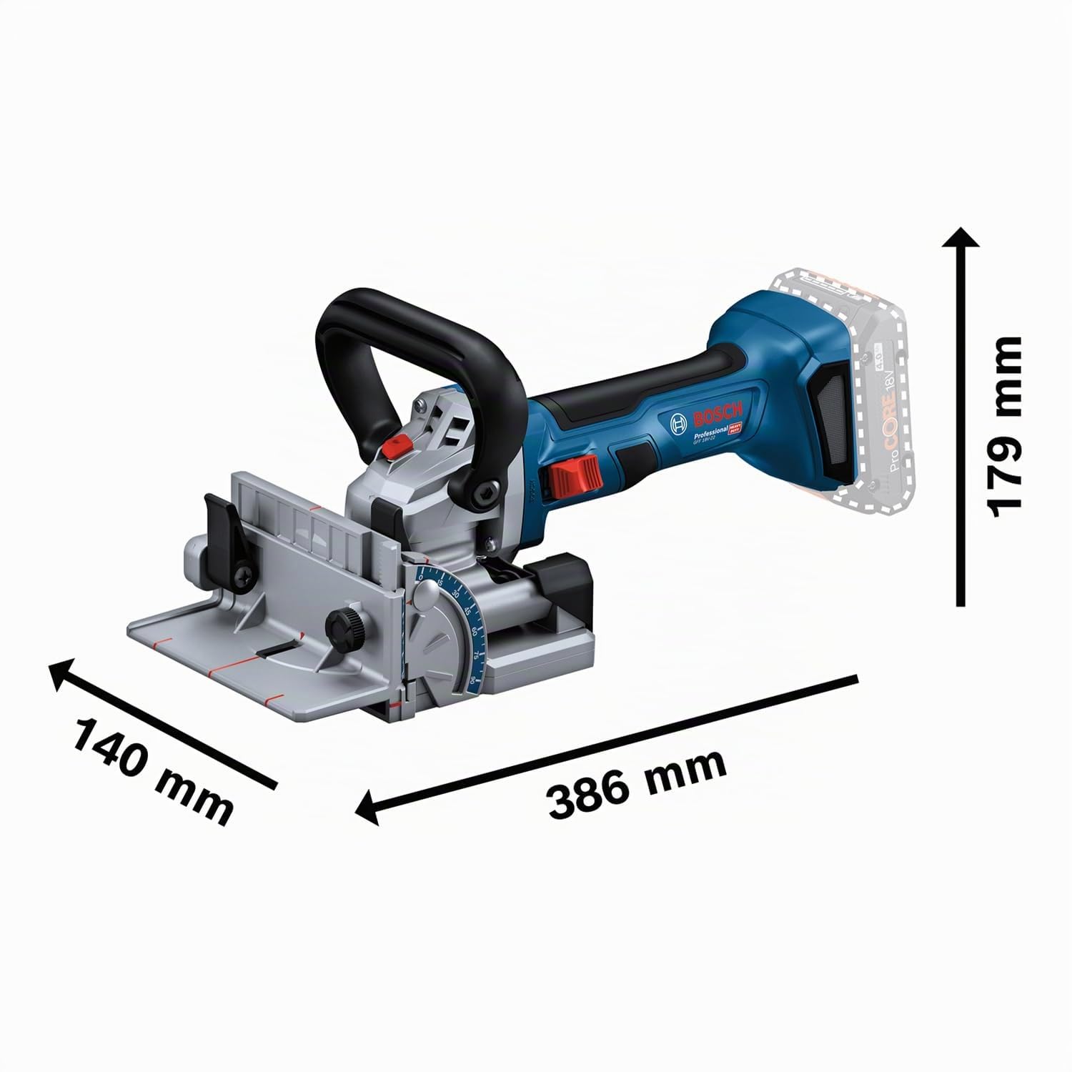 Bosch Professional 18V System Fraiseuse à lamelles portative GFF 18V-22 (fraise latérale Ø 105 mm, sac à poussières, plaque de branchement, clé à ergots, calage, L-BOXX, sans batterie/chargeur)