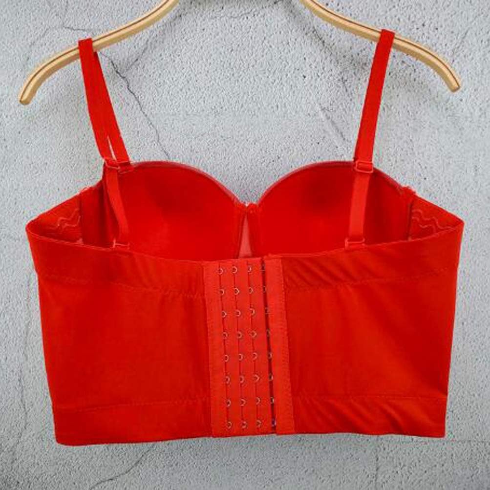 VEENDEO Women's Straps PU Leather Bustier Crop Top Push Up Corset Top Bra For Club Party Racer Sports - Image 3