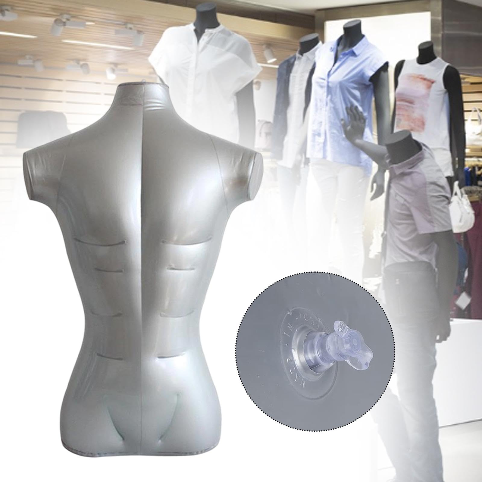 Harilla Manichino per la parte superiore del corpo, modello espositivo in PVC per magliette e sciarpe, Uomo Mezzo Busto