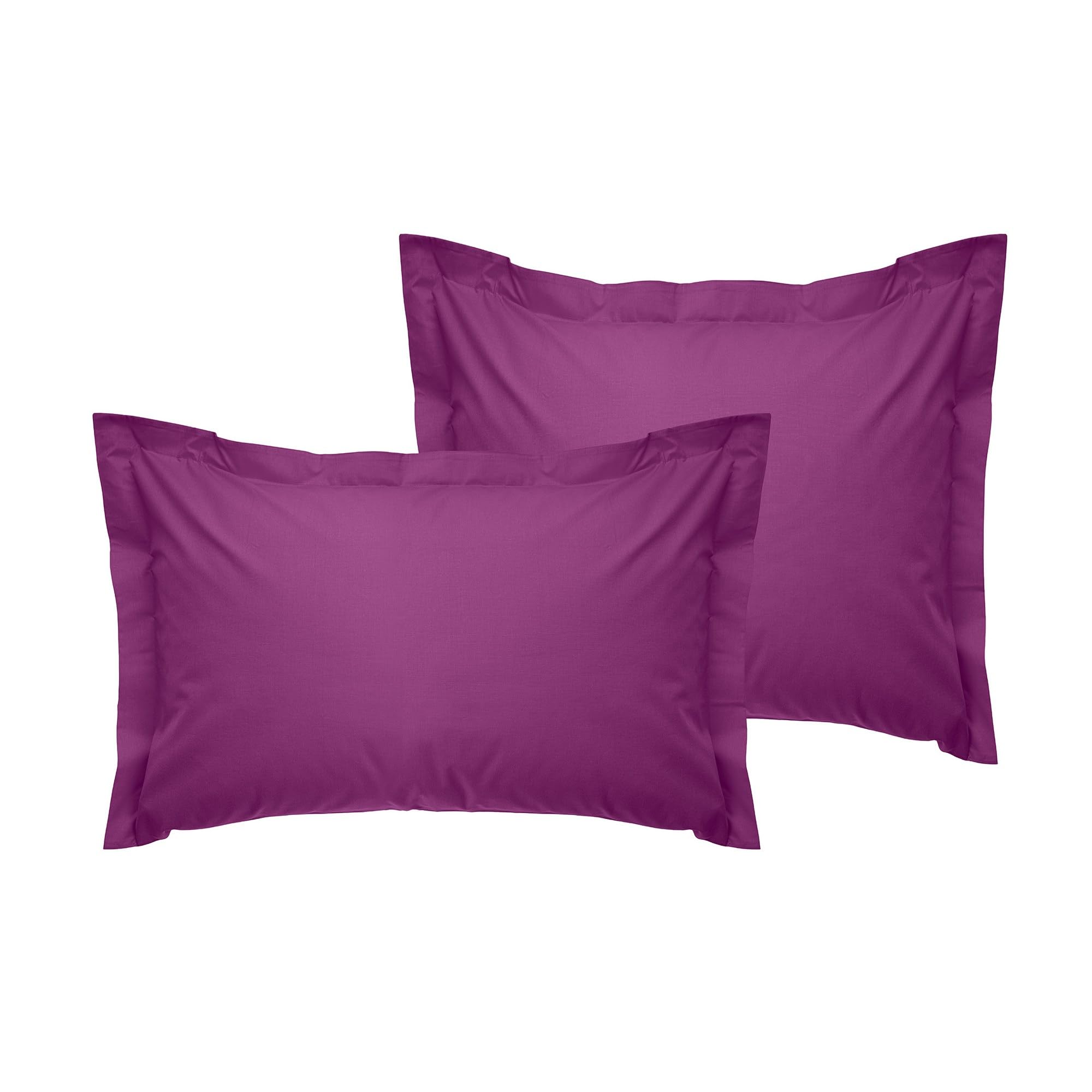 Luxurious Oxford Pillowcase Set (2 Pieces), Purple, 80 x 80 + 5 cm, 100% Cotton Ranforce, 155 Thread Count | Envelope Closure, Machine Washable at 30°C