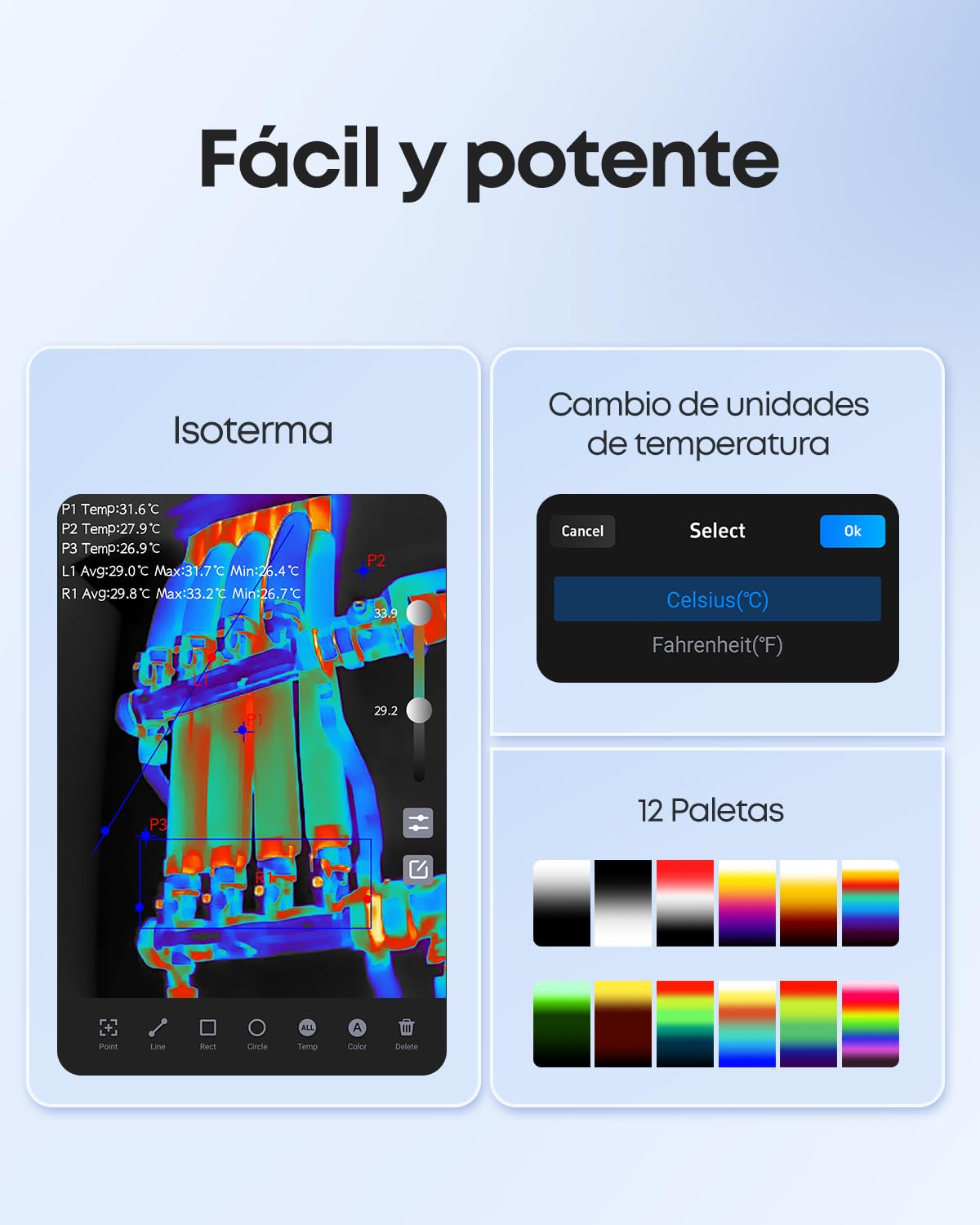 Thermal Master P1 Cámara térmica para iPhone 15/16 y cámara infrarroja Android con resolución Super IR 320 x 240, cámaras termográficas ± 2 ℃, precisión de inspección en casa, zoom 15x, Gris