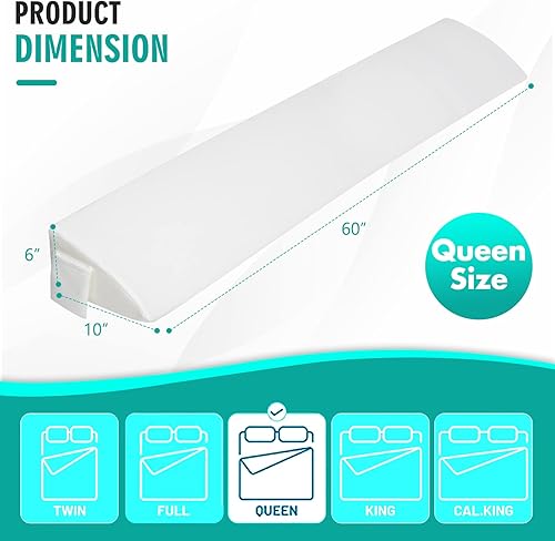 Miniatura 7 de GOFLAME Almohada de cuña para cama tamaño Queen con bolsillo lateral, relleno de espacio para cama, almohada de cabecero, almohada de refuerzo,