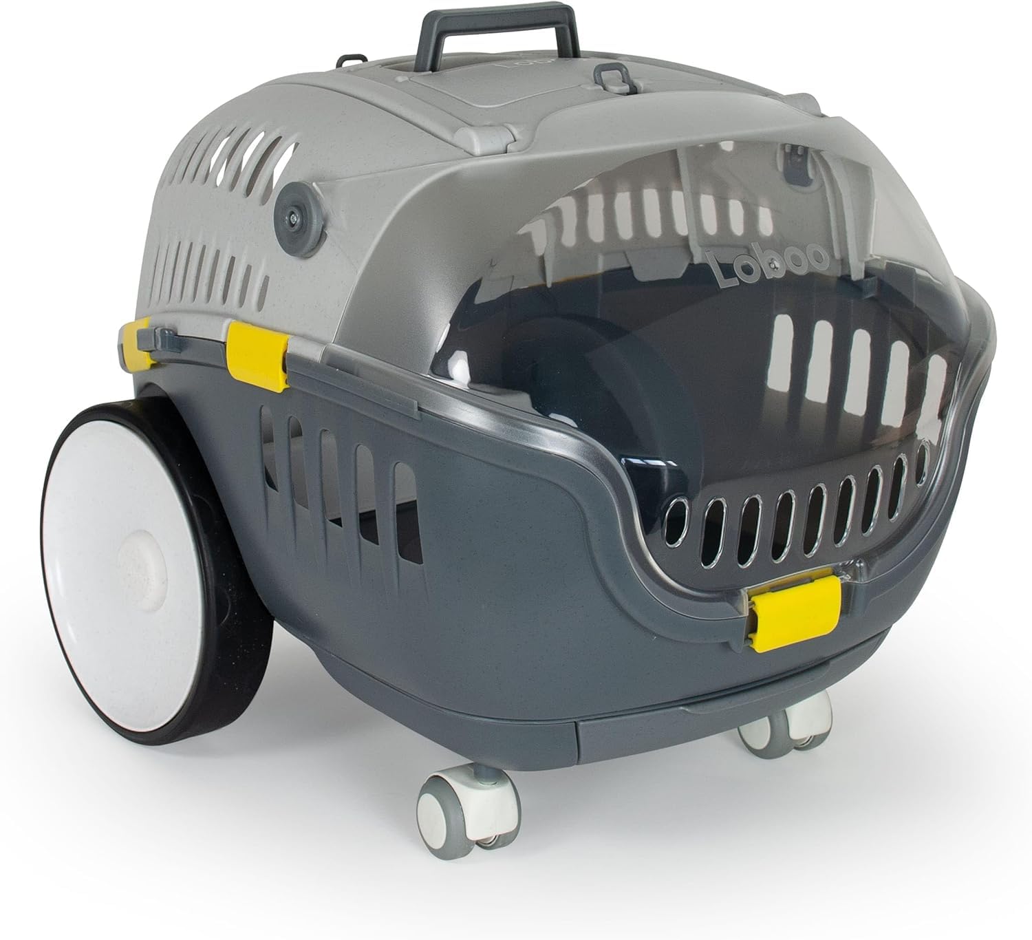 LOBOO Transportín Bubble Urban para Mascotas Tamaño Mediano o Pequeño con Base Extraíble con Ruedas Giratorias y Cajón Cúpula de Alta Visibilidad y Asa de Empuje