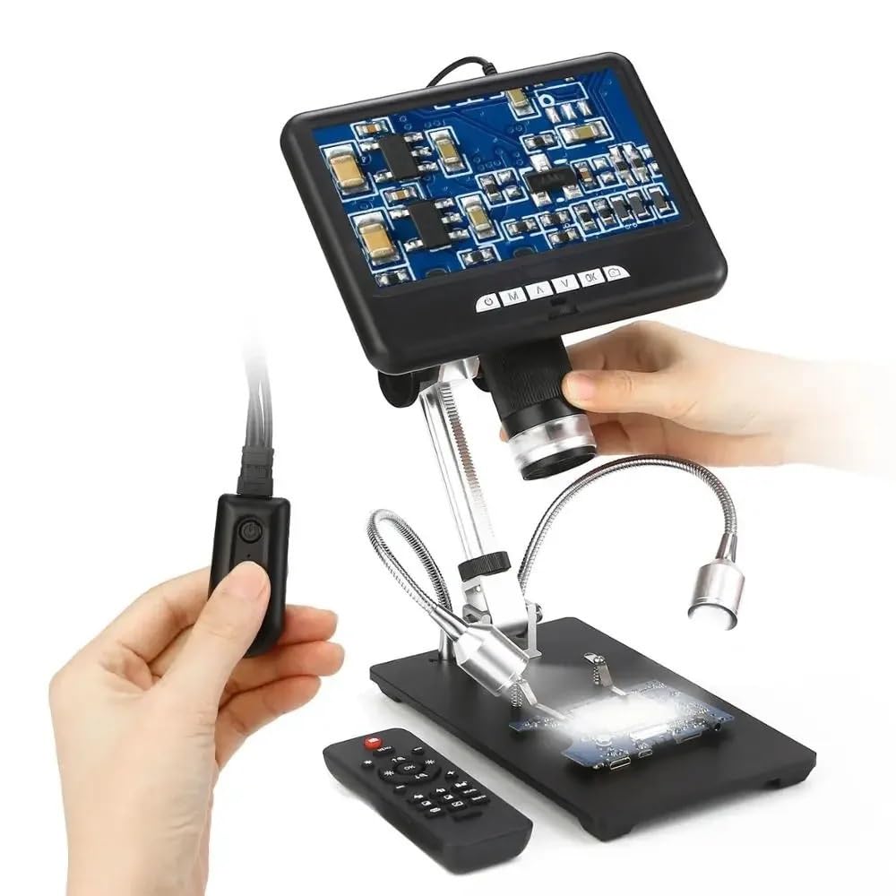 Microscopio Con Display Lcd Da 7", Microscopio Digitale Usb Da 2,0 Mp 1080P, Telecamera Per Microscopio Video Industriale Da 100X, Adatto Per La Riparazione Di Pcb Del Telefono E La Saldatura.