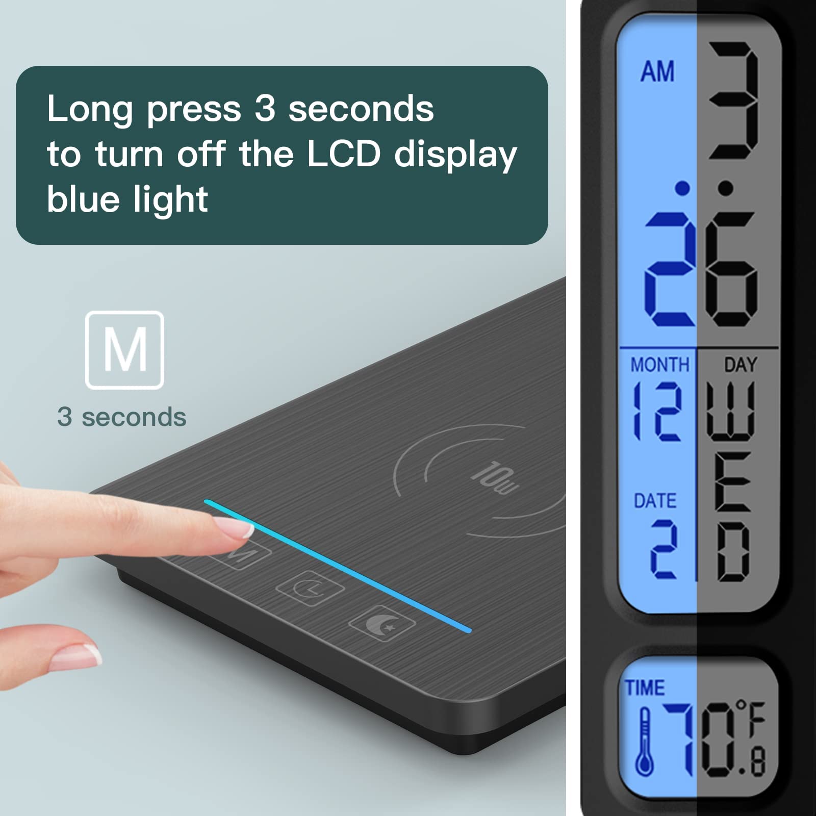 LAOPAO LED-Schreibtischlampe mit kabellosem Ladegerät, USB-Ladeanschluss, Touch-Schiebe, dimmbar, Auto-Timer, Tischlampe mit Nachtlicht, Schreibtischlichter mit Uhr für Studium, Lesen, Heimbüro