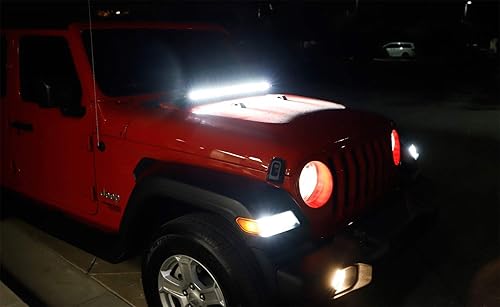 Miniatura 4 de iJDMTOY Kit de barra de luz LED de 30 pulgadas de montaje en capó compatible con Jeep Wrangler JL 2018 en adelante, incluye (1) barra de luz LED de