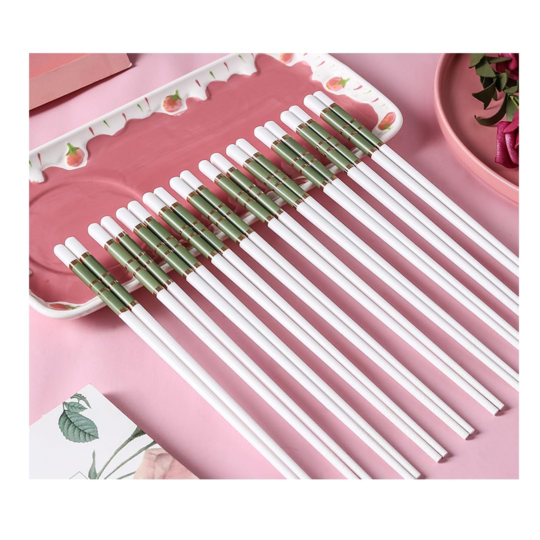 Baguettes, baguettes réutilisables en porcelaine mignonnes roses, coffret cadeau de 10 paires de baguettes de qualité supérieure avec étui, baguettes chinoises en céramique d'os de haute qualité avec