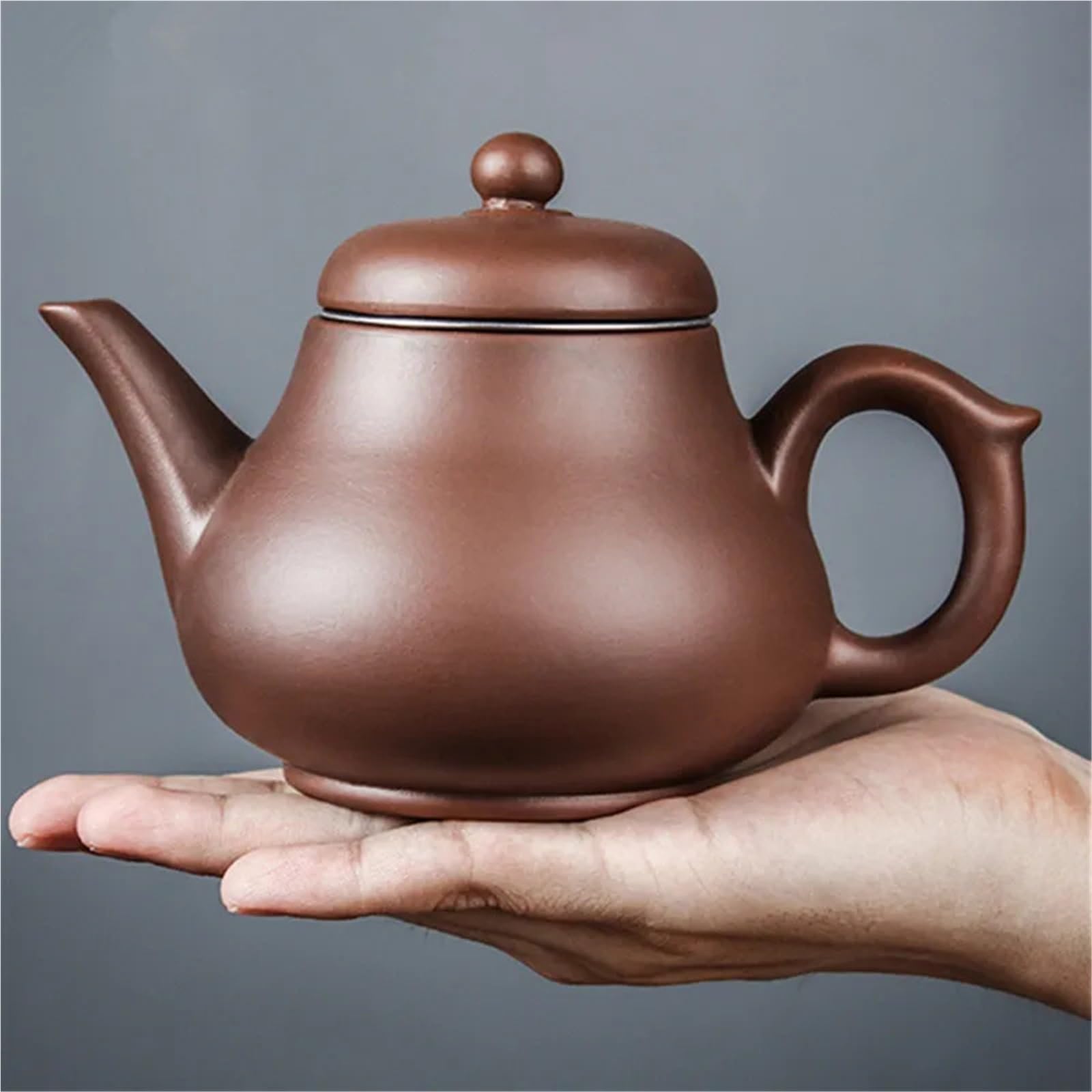 Tetera de arcilla morada, tetera de gran capacidad, olla individual con filtro de acero inoxidable integrado (marrón)