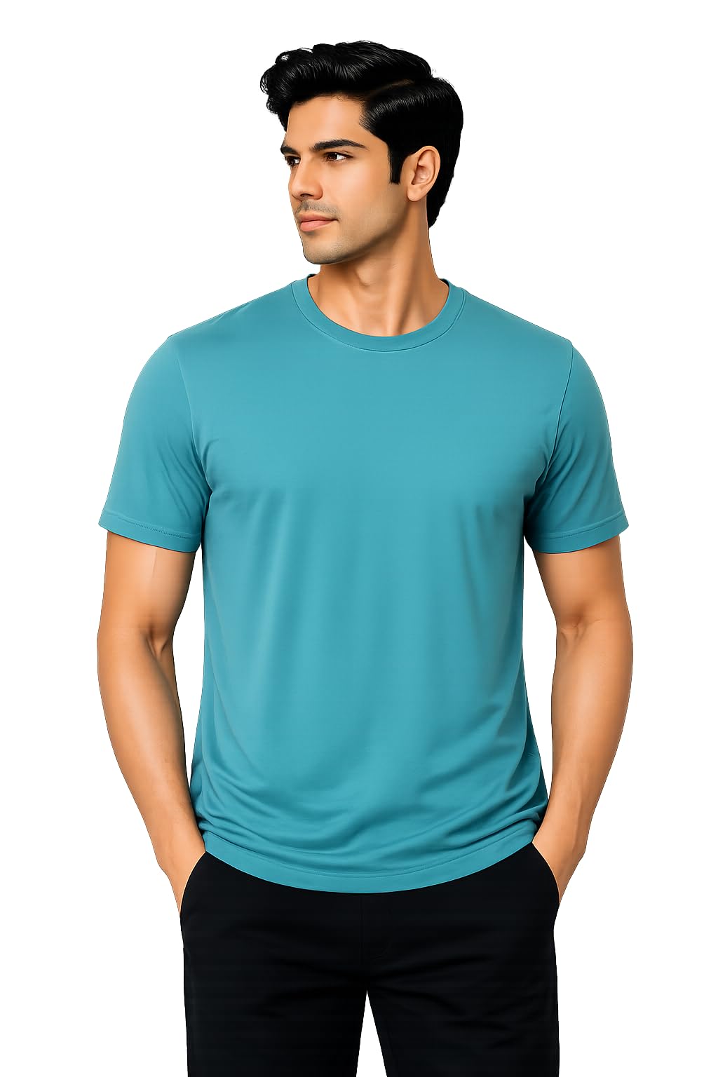 Plain Bamboo Cotton Half Sleeve Round Neck T-Shirt - Ultra Soft, Breathable & Eco-Friendly Casual Wear Tshirt for Men-image-27