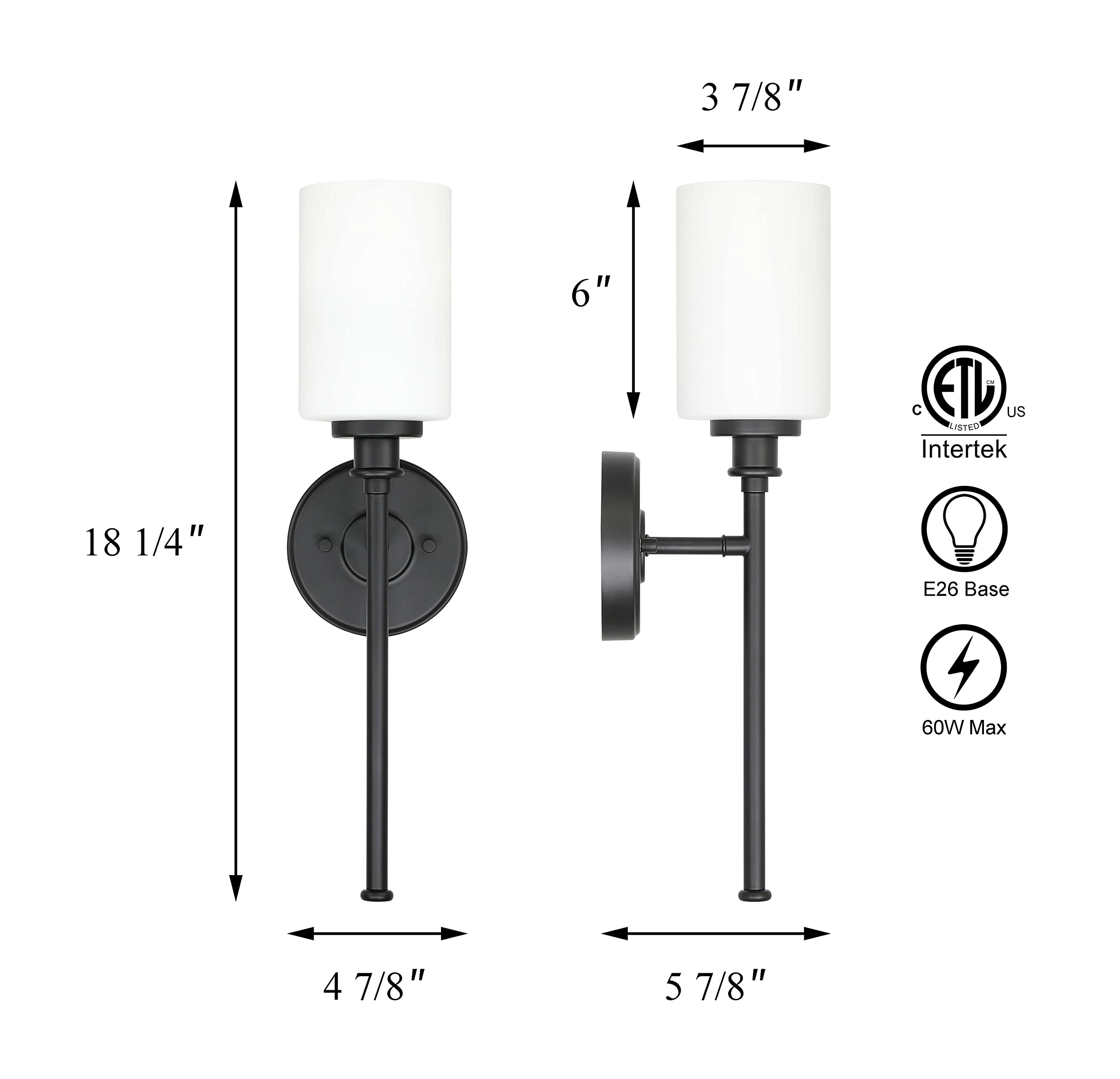 XiNBEi Lighting Black Wall Sconce Bathroom Vanity Wall Sconces Wall Lighting Indoor for Hallway Kitchen & Living Room