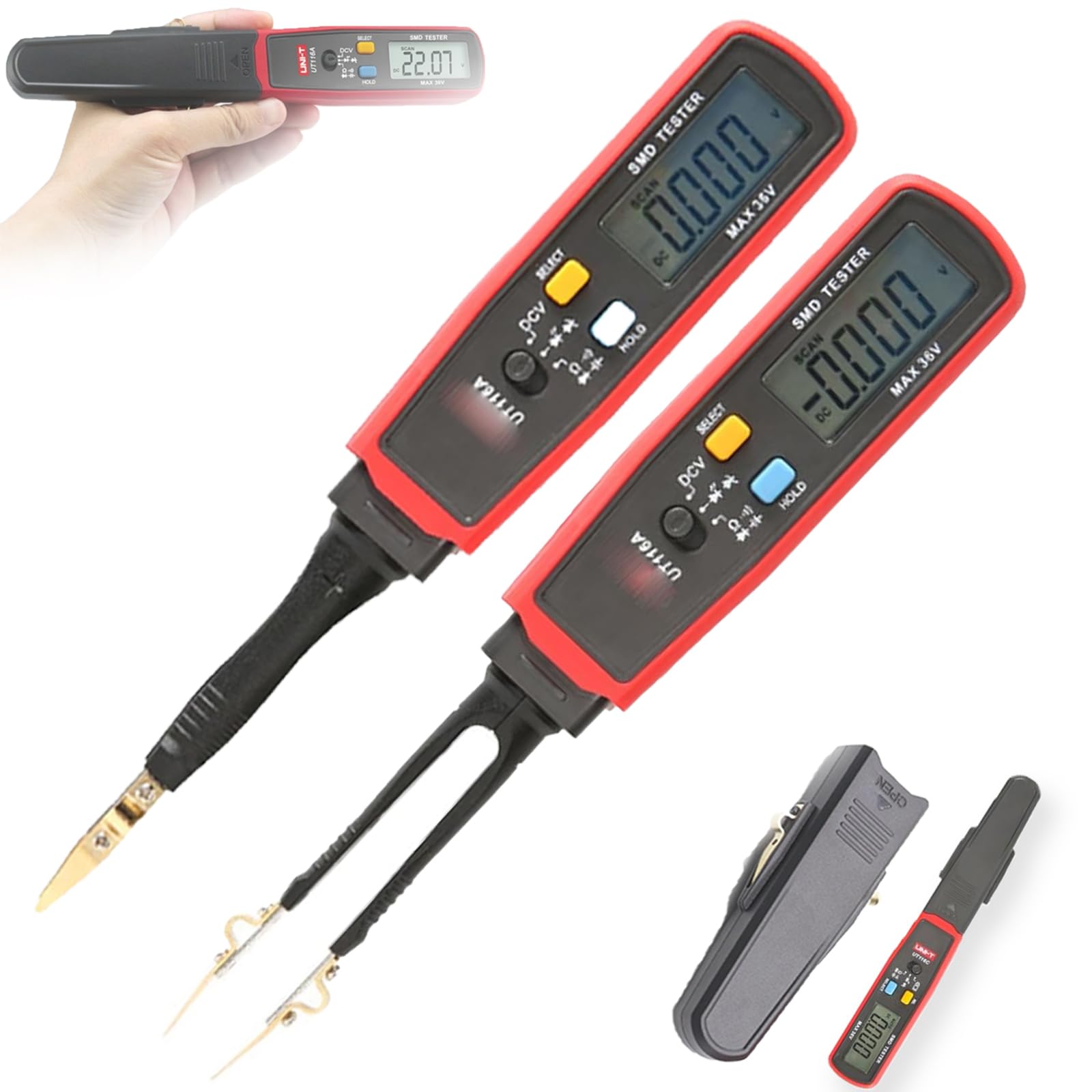 Parasitic Draw Fuse Tester Automotive, Car Circuit Tester Monitor Accessories, Digital Smart Smd Testers, Rotable Tweezer Led Diode Multimeter, for Mini Maxi & Atc Fuses Live Current (2PCS)