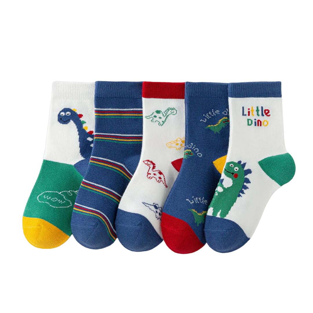 syga 5 Pairs Baby Girl & Baby Boy Socks, Toddlers Infant Cotton Stretch Crew Socks with Dianasor Design, Suitable for 9-24 Month baby-picture-41