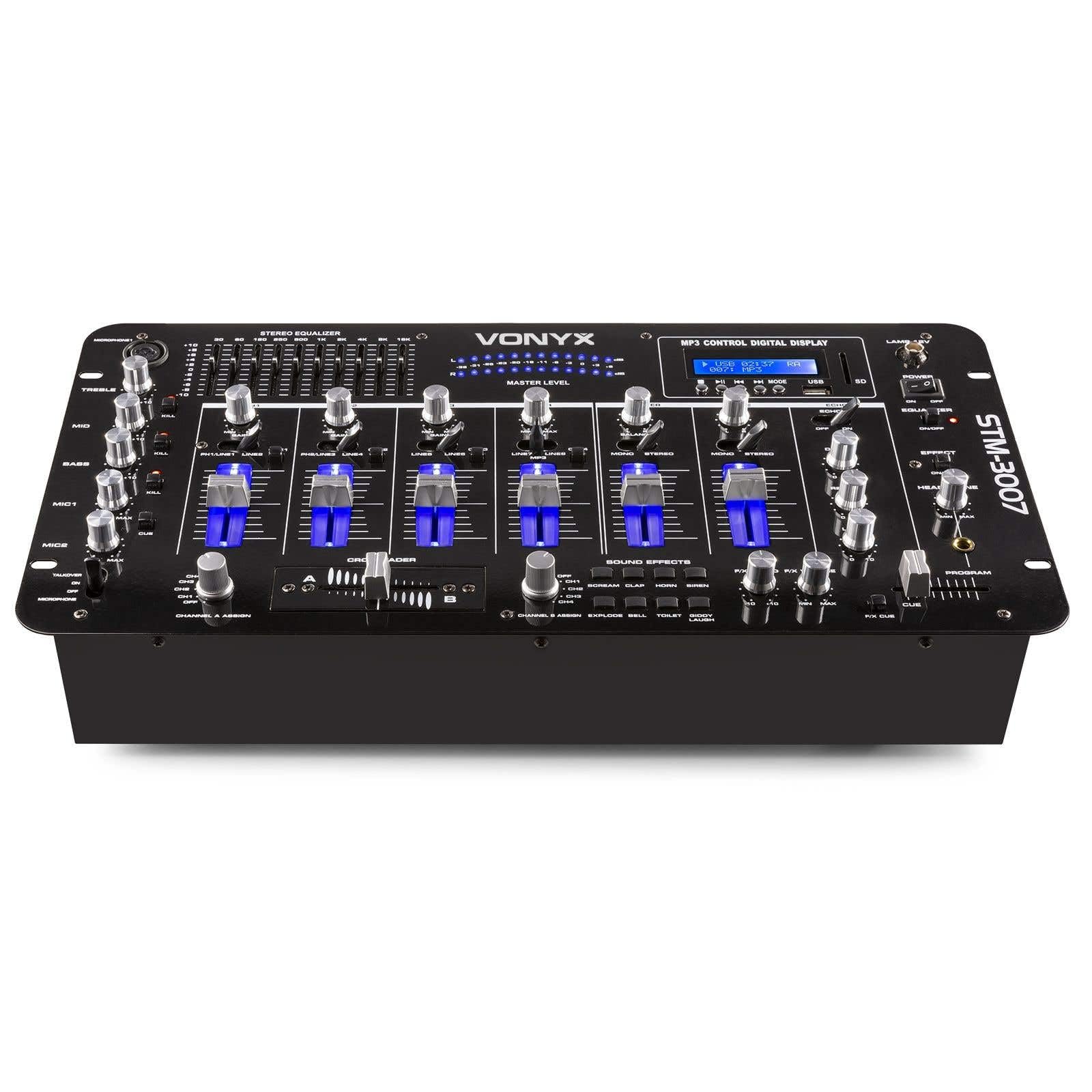 Power Dynamics PDMC804A Mezclador autoamplificado 4 canales | Amplificador integrado, control de eco, entradas para micrófono, para instalaciones móviles