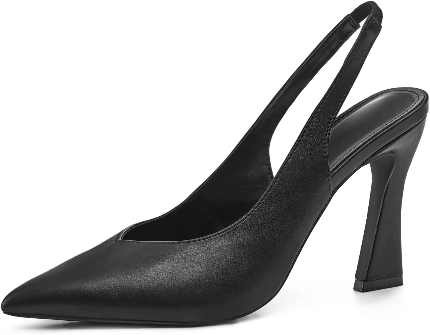 gihubafuil Women’s Fashion Pumps Closed Pointed Toe High Kitten Heels Casual Slingback Slip-on Dress Shoes Black