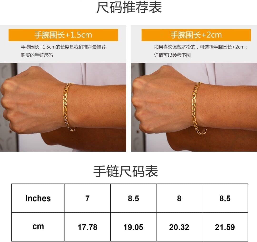 Figaro Chain Bracelet 316L Stainless Steel 18k Gold Plated Hip-hop Chain Men's Women's Noble Jewelry