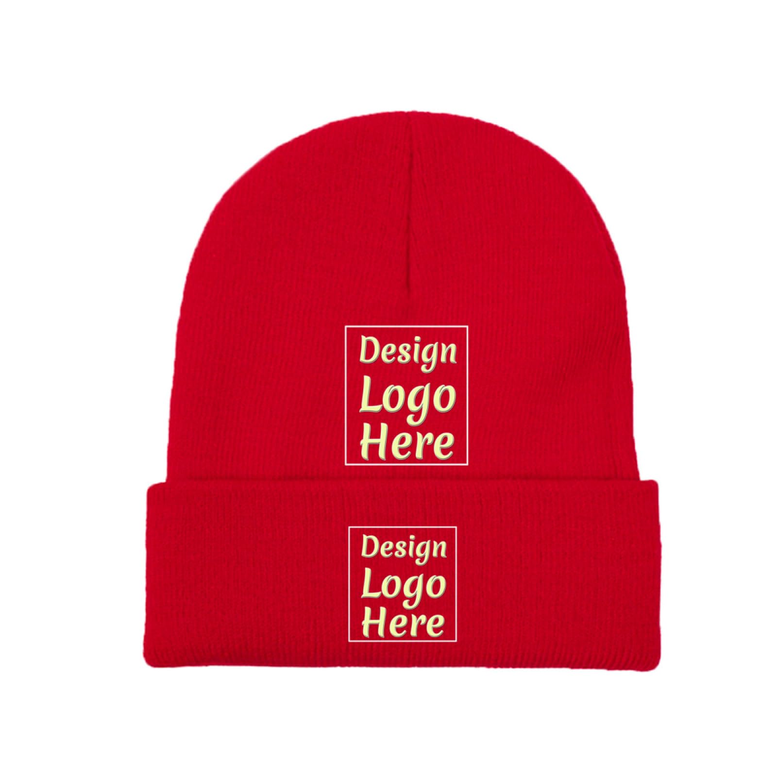 Miujonvy Unisex Red Winter Hat Beanie Add Your Text Images For Men Women