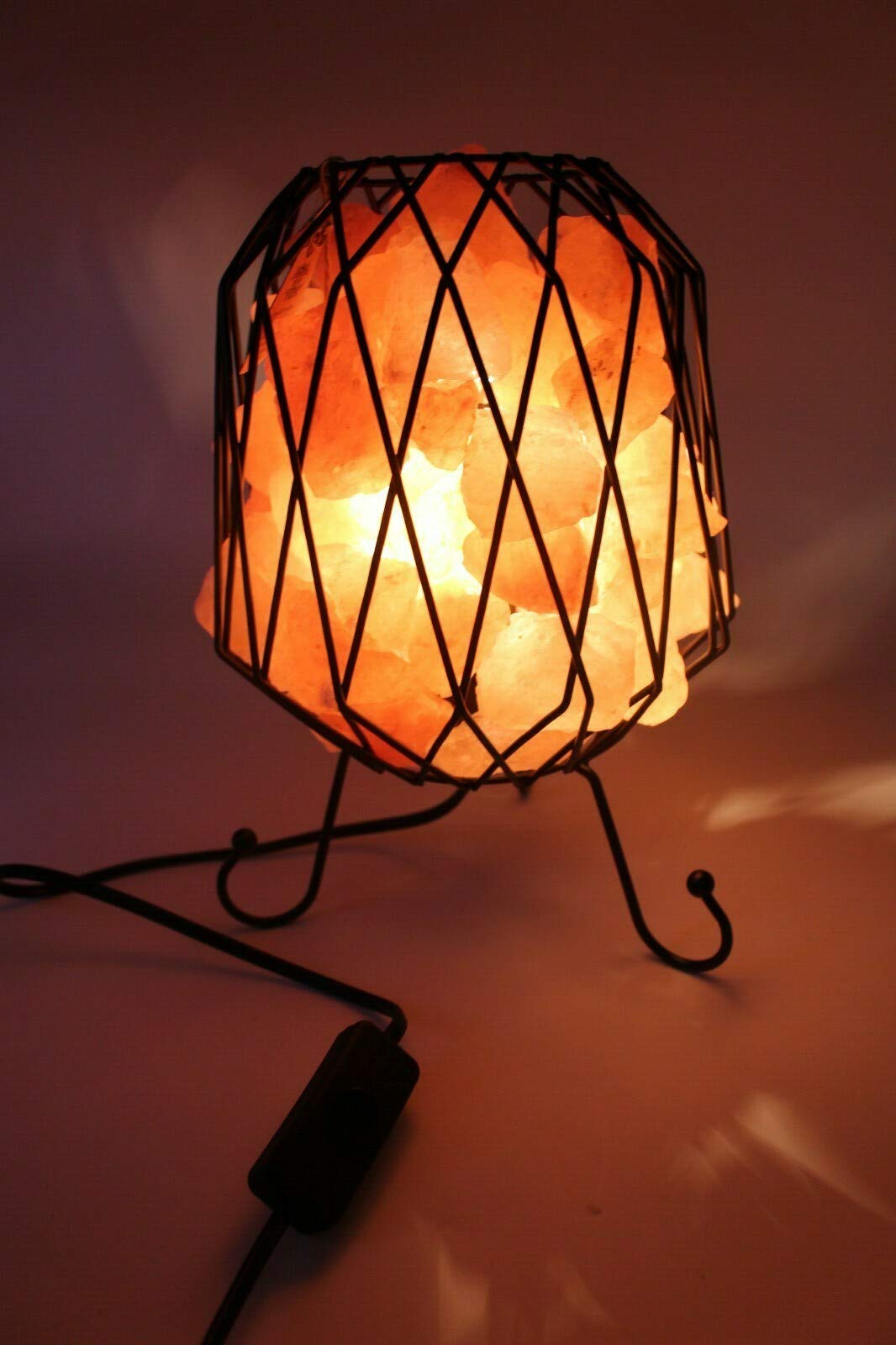 Elegancka lampa z kryształem soli / lampa stołowa / wellness - lampa do sauny - idealna do relaksu | lampa solna również do jogi/medytacji